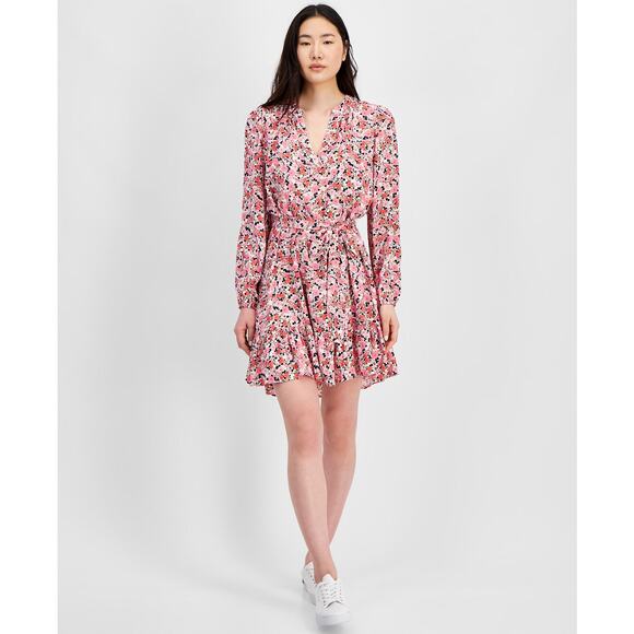 Tommy Hilfiger Floral-Print Sandbar Tie-Front Fit & Flare Tiered Dress NWT Large - Picture 1 of 10